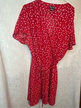 City Chic Red Floral Wrap-Style Mini Dress